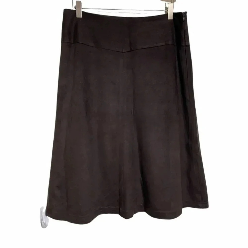 Adrienne Vittadini women's 10 brown faux suede skirt Boho‎
